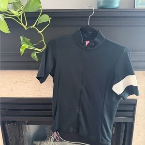Rapha Black Short Sleeve Cycling Jersey with White Sleeve Stripe